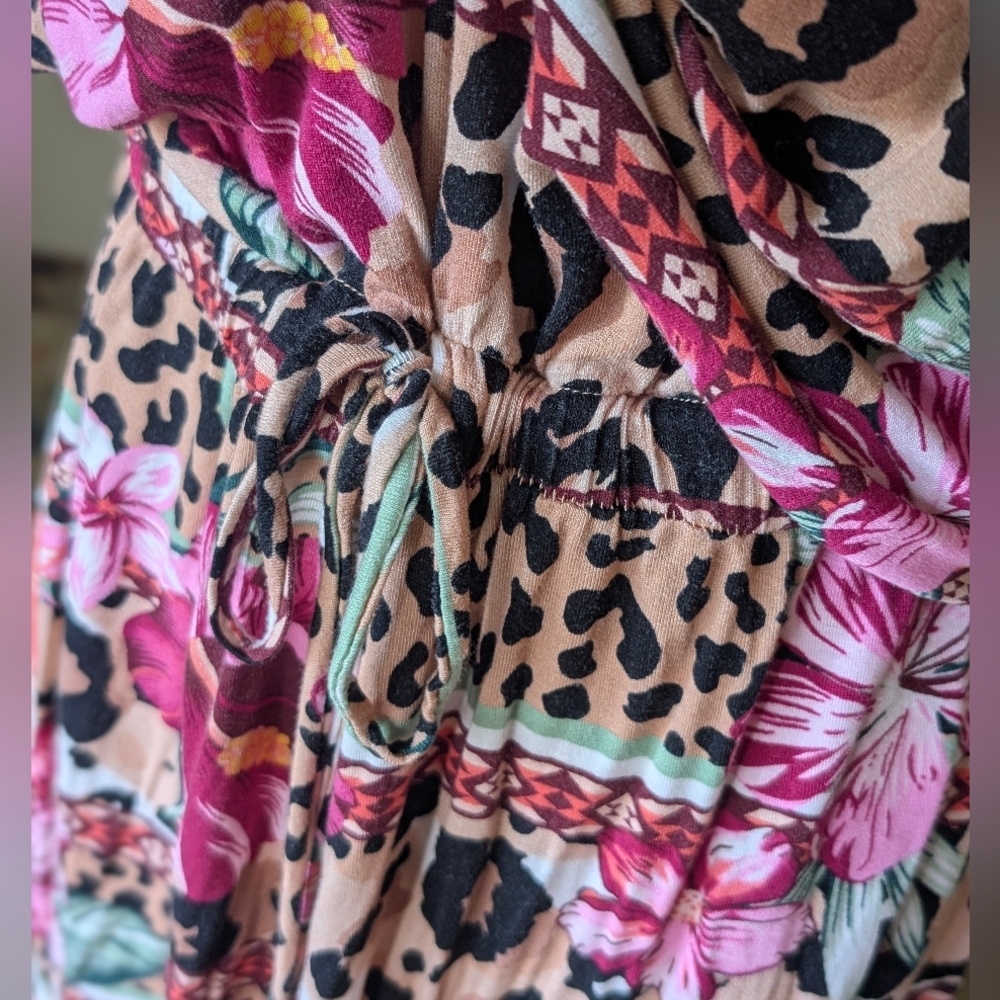 Lascana for Venus Strapless Maxi Dress Large Floral Animal Print Pockets EUC - Picture 6 of 16